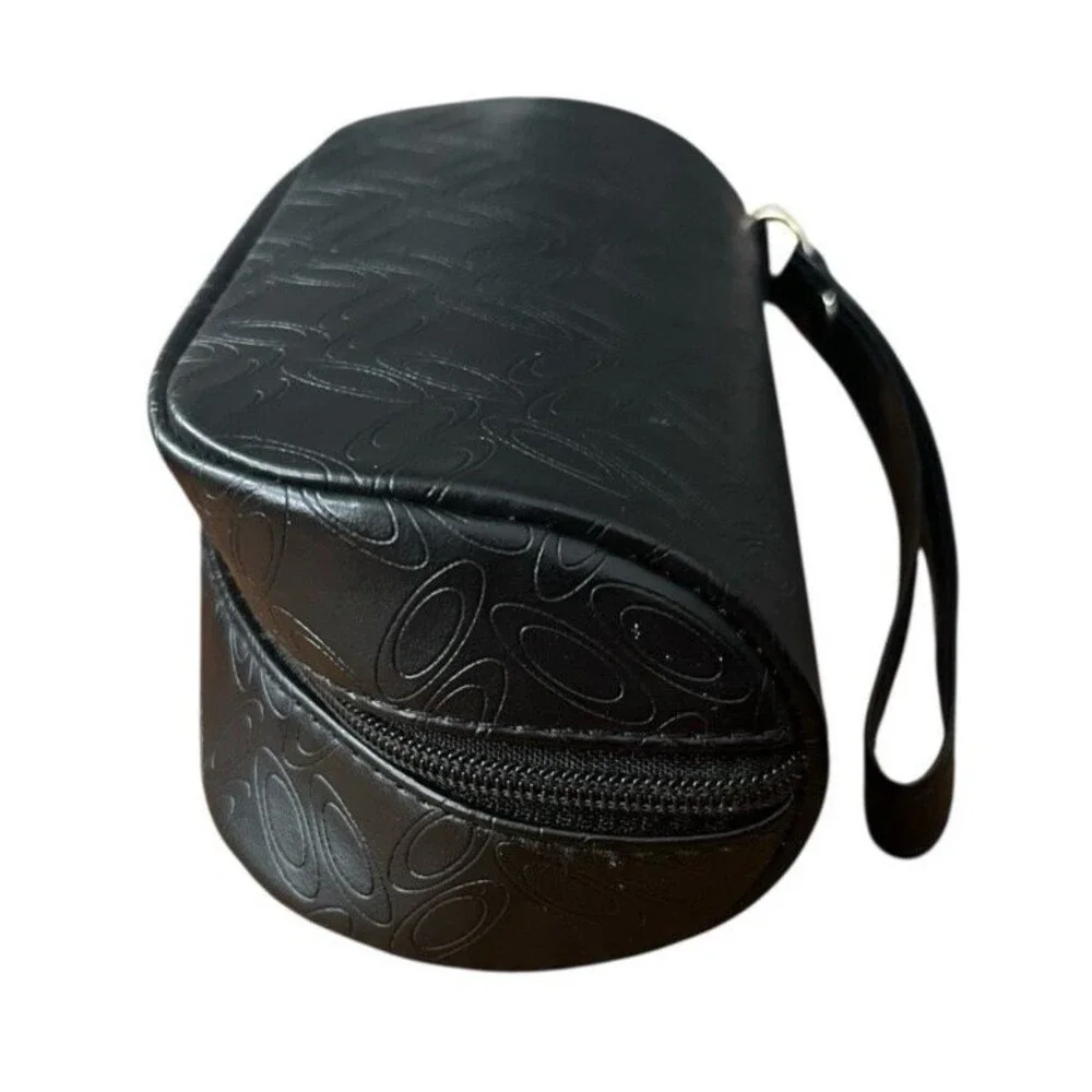 Oakley Authentic Women's Black Leather Zippered Sunglass Soft Case Wrist Strap